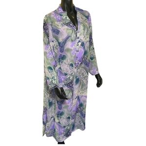 ❤ Soft Focus NWOT Button Front Long Overlay Duster Jacket - Size 18W Side Slits